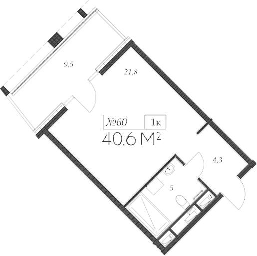 Планировка — Морелло, Студия, 31 м²
