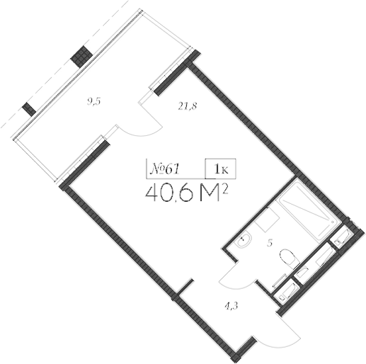 Планировка — Морелло, Студия, 31 м²