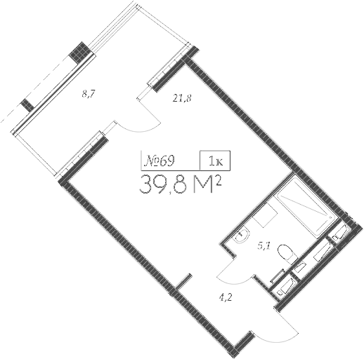 Планировка — Морелло, Студия, 31 м²