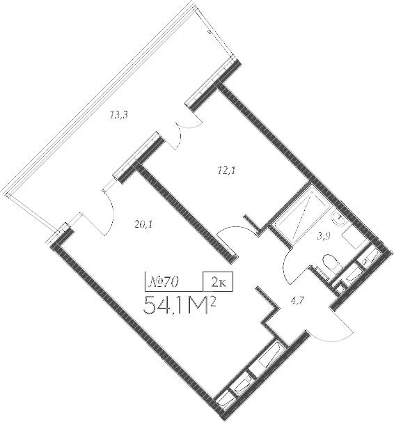 Планировка — Морелло, 2-комн., 41 м²
