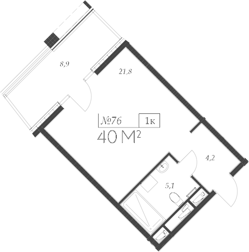 Планировка — Морелло, Студия, 31 м²