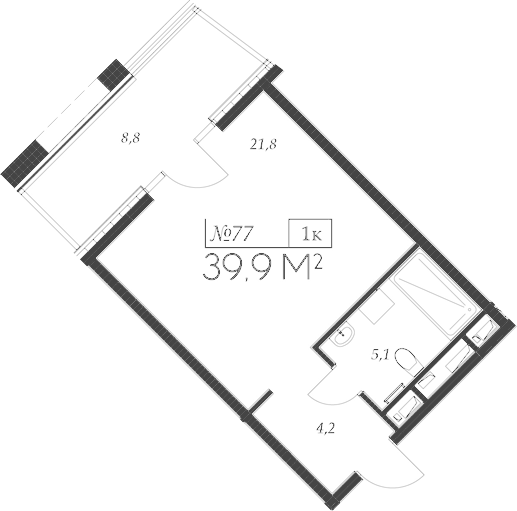 Планировка — Морелло, Студия, 31 м²