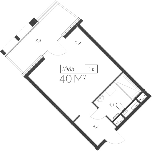 Планировка — Морелло, Студия, 31 м²