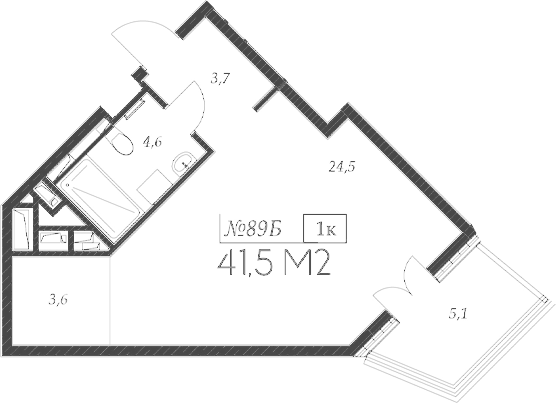 Планировка — Морелло, Студия, 36 м²