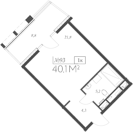 Планировка — Морелло, Студия, 31 м²