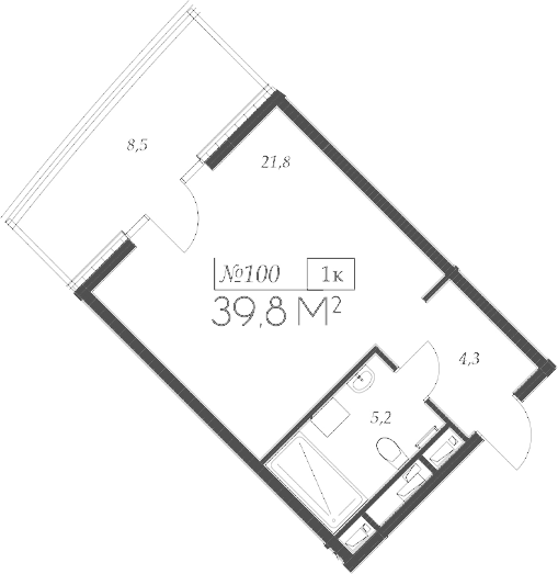 Планировка — Морелло, Студия, 31 м²