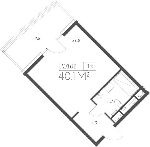Планировка — Морелло, Студия, 31 м²