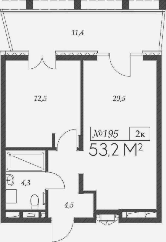 Планировка — Морелло, 2-комн., 42 м²