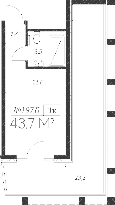 Планировка — Морелло, Студия, 21 м²