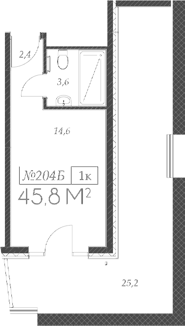 Планировка — Морелло, Студия, 21 м²