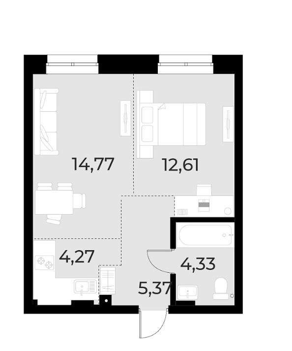 Планировка — Русское солнце, 2-комн., 41 м²