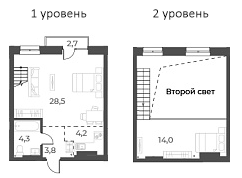Планировка — Русское солнце, 2-комн., 56 м²
