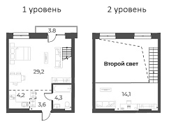 Планировка — Русское солнце, 2-комн., 56 м²