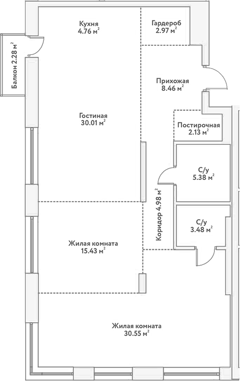 Планировка — Flora&Fauna, 3-комн., 108 м²