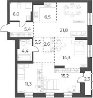 Планировка — Русское солнце, 4-комн., 93 м²