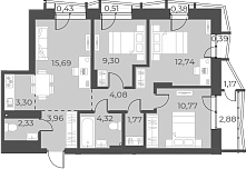 Планировка — Русское солнце, 4-комн., 68 м²