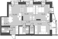 Планировка — Русское солнце, 4-комн., 71 м²