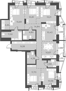 Планировка — Русское солнце, 5-комн., 130 м²