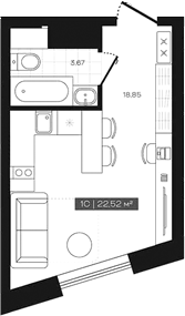 Планировка — Freedom, Студия, 23 м²