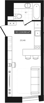 Планировка — Freedom, Студия, 25 м²