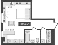 Планировка — Freedom, Студия, 33 м²
