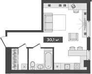 Планировка — Freedom, Студия, 33 м²