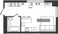 Планировка — Freedom, Студия, 27 м²