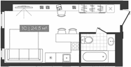 Планировка — Freedom, Студия, 24 м²