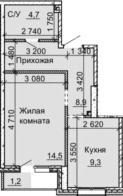 Планировка — Столетоff, 1-комн., 37 м²