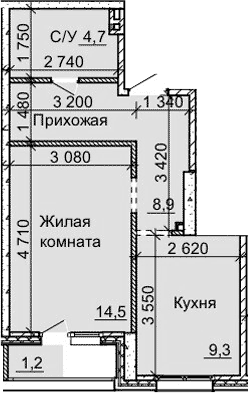 Планировка — Столетоff, 1-комн., 37 м²
