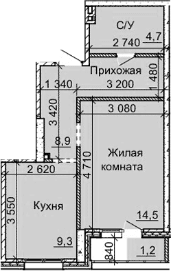Планировка — Столетоff, 1-комн., 37 м²
