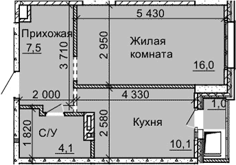 Планировка — Столетоff, 1-комн., 38 м²