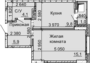 Планировка — Столетоff, 1-комн., 35 м²