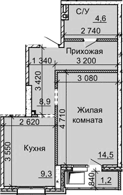 Планировка — Столетоff, 1-комн., 37 м²