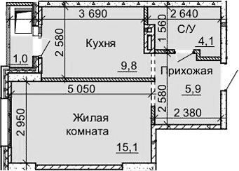 Планировка — Столетоff, 1-комн., 35 м²