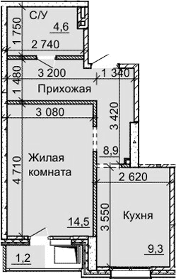 Планировка — Столетоff, 1-комн., 37 м²