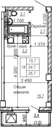 Планировка — Серебряный ключ, Студия, 25 м²