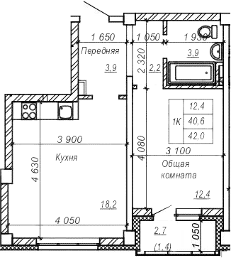 Планировка — Серебряный ключ, 1-комн., 41 м²