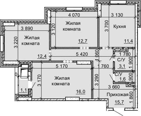Планировка — Столетоff, 3-комн., 73 м²