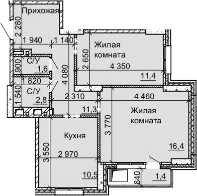 Планировка — Столетоff, 2-комн., 54 м²