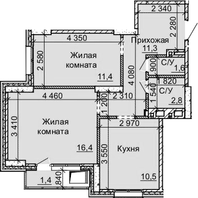 Планировка — Столетоff, 2-комн., 54 м²