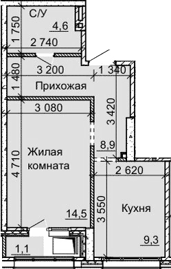 Планировка — Столетоff, 1-комн., 37 м²