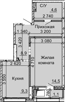 Планировка — Столетоff, 1-комн., 37 м²