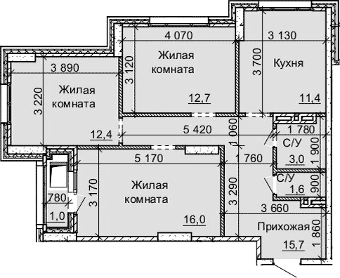 Планировка — Столетоff, 3-комн., 73 м²
