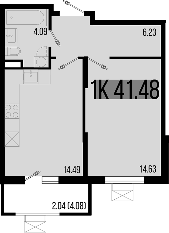 Планировка — Цветной бульвар, 1-комн., 39 м²