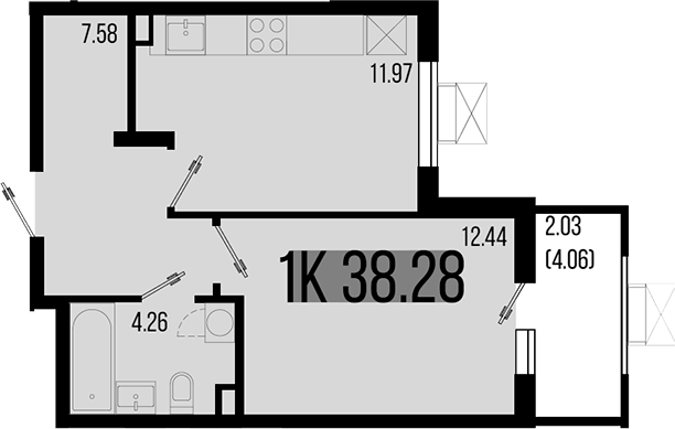 Планировка — Цветной бульвар, 1-комн., 36 м²