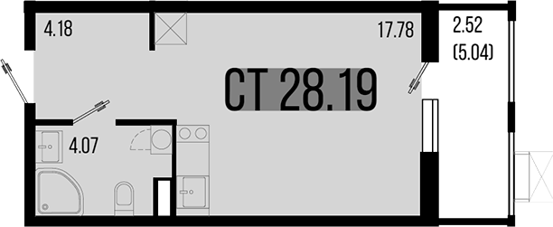Планировка — Цветной бульвар, Студия, 26 м²