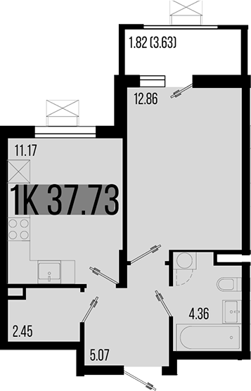 Планировка — Цветной бульвар, 1-комн., 36 м²