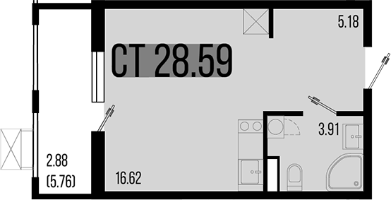 Планировка — Цветной бульвар, Студия, 26 м²