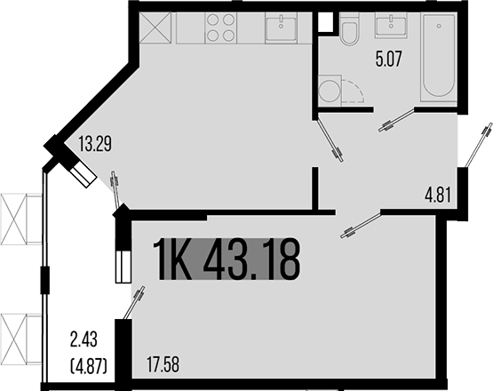 Планировка — Цветной бульвар, 1-комн., 41 м²